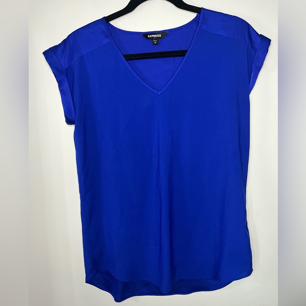 Express Women's Royal Blue V-Neck Blouse